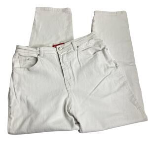 Gloria Vanderbilt Beige Straight Leg Jeans Cotton Spandex Womens 14 SHORT